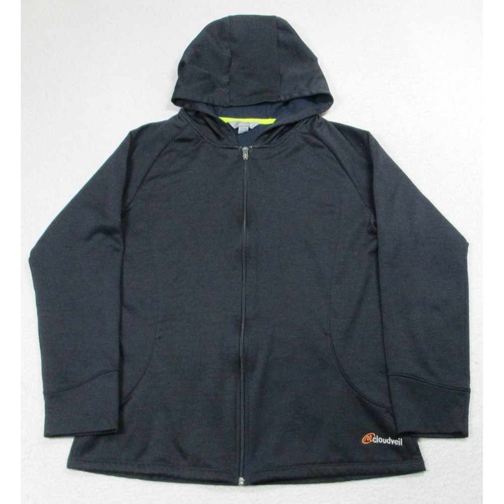 Cloudveil‎ Hoodie Mens 2XL Black Full Zip Fleece Logo Sweatshirt 362361 Jacket